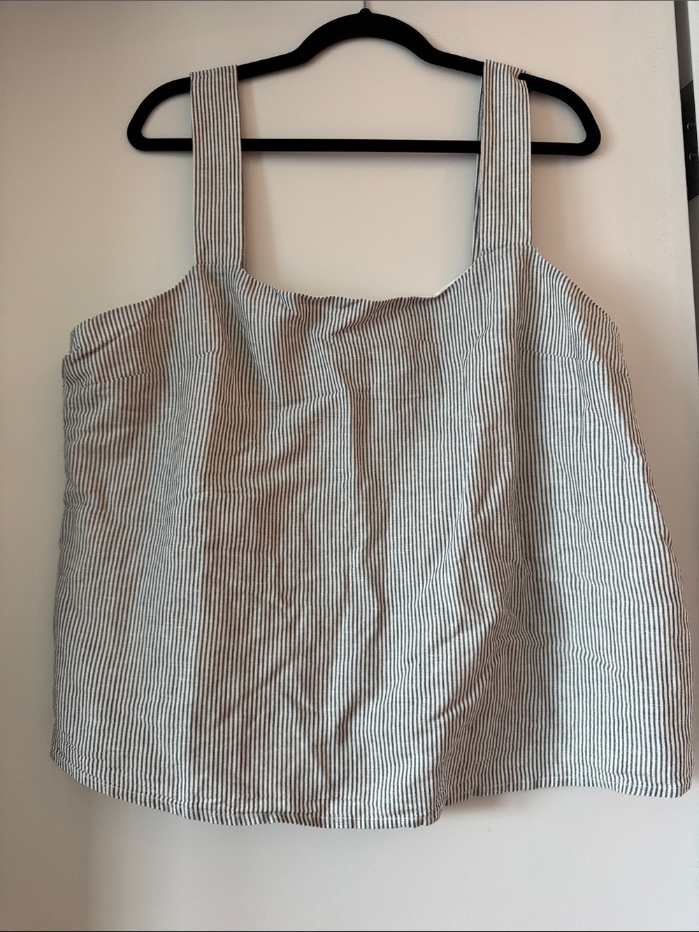 J. Crew Black and White Striped Square-Neck Tank